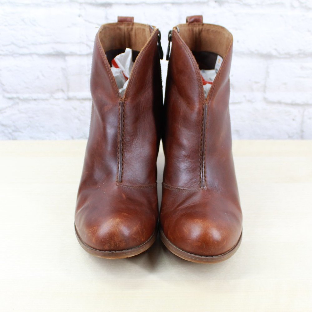 TIMBERLAND Brown Leather Heeled Ankle Boots Side Z - Picture 5 of 9